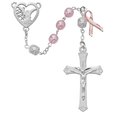 Mcvan McVan R758F 7 mm Angel of Hope Breast Cancer Cross Rosary Set - Pink R758F